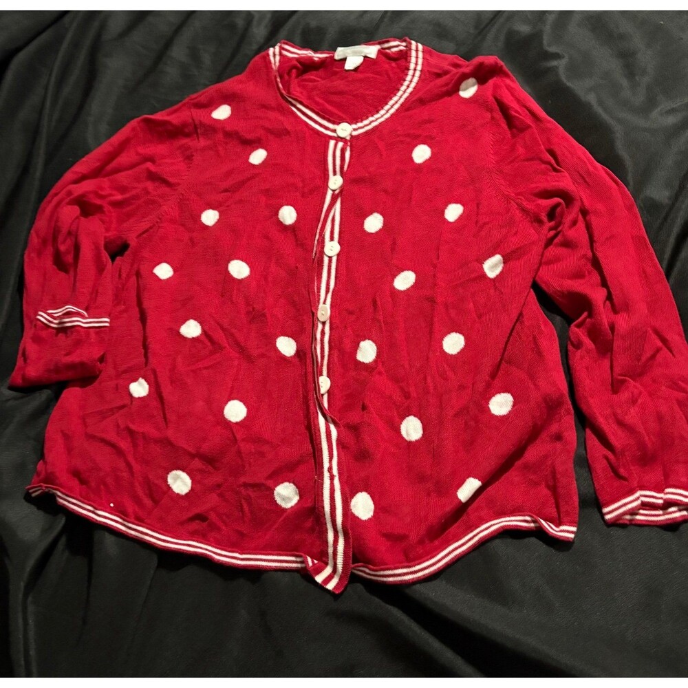 CJ Banks red polka dot cardigan 1X